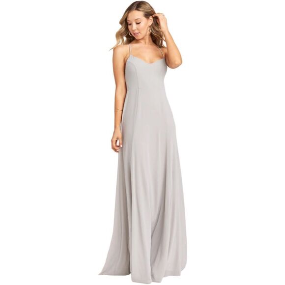 Show Me Your Mumu Godshaw Goddess Gown Maxi Dress in Dove Grey Chiffon. XL. NWT! - Picture 3 of 11